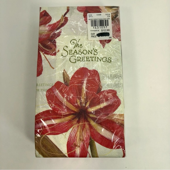 NAPKINS AND NAPKIN HOLDER SEASONS GREETINGS - Picture 11 of 14